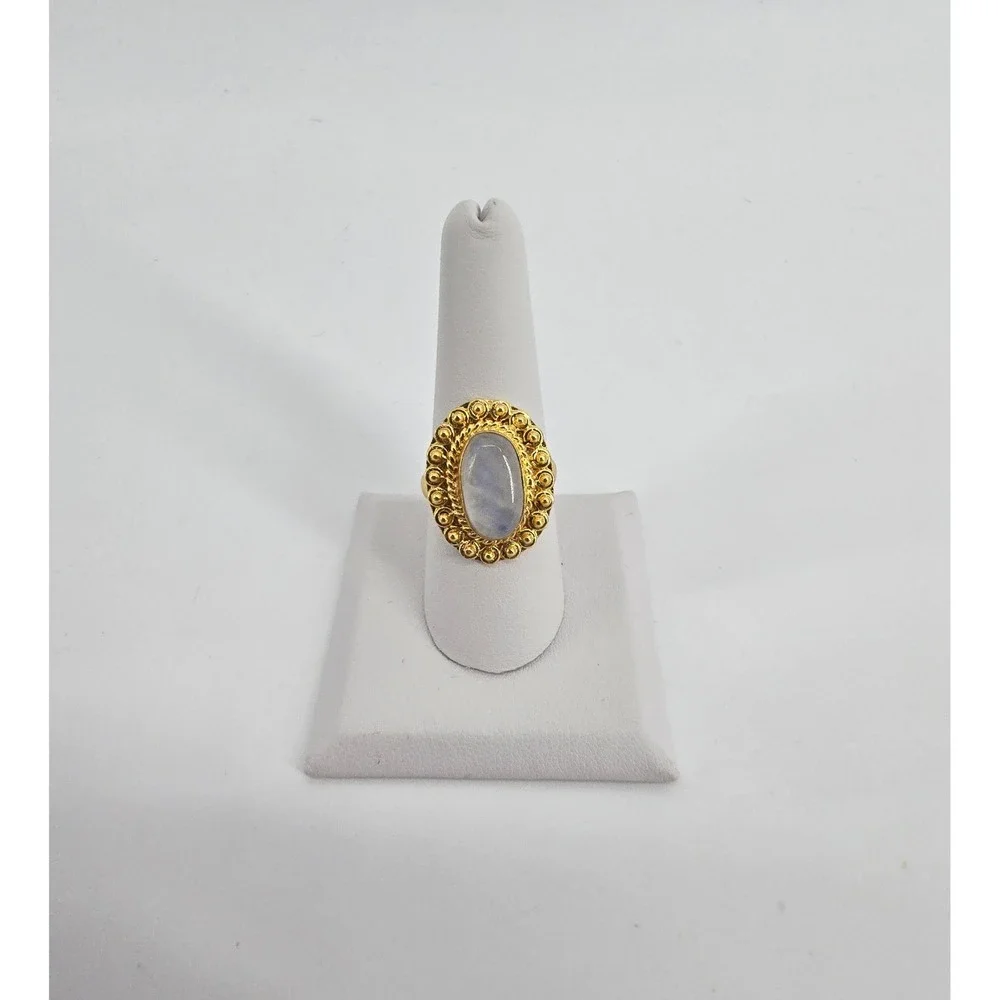 Ring Womens 8.75 Statement Moonstone Gold Tone Ornate
